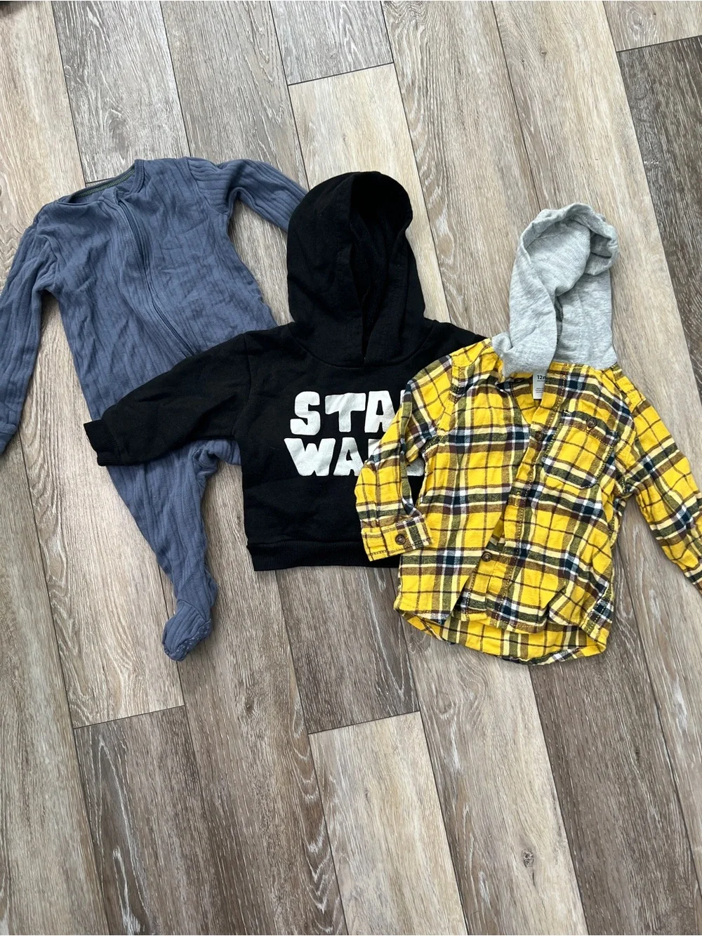 Bundle baby boy footie plaid long sleeve button